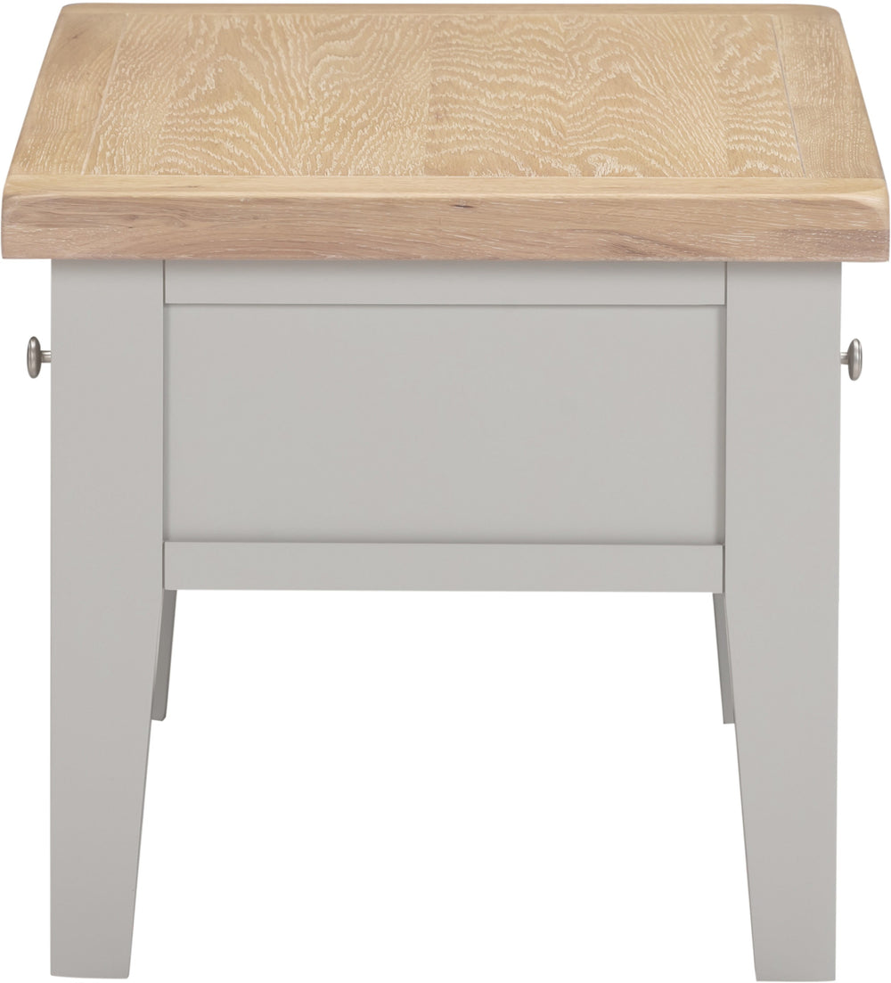 Windsor 2 Drawer Coffee Table - PEBBLE GREY/OAK