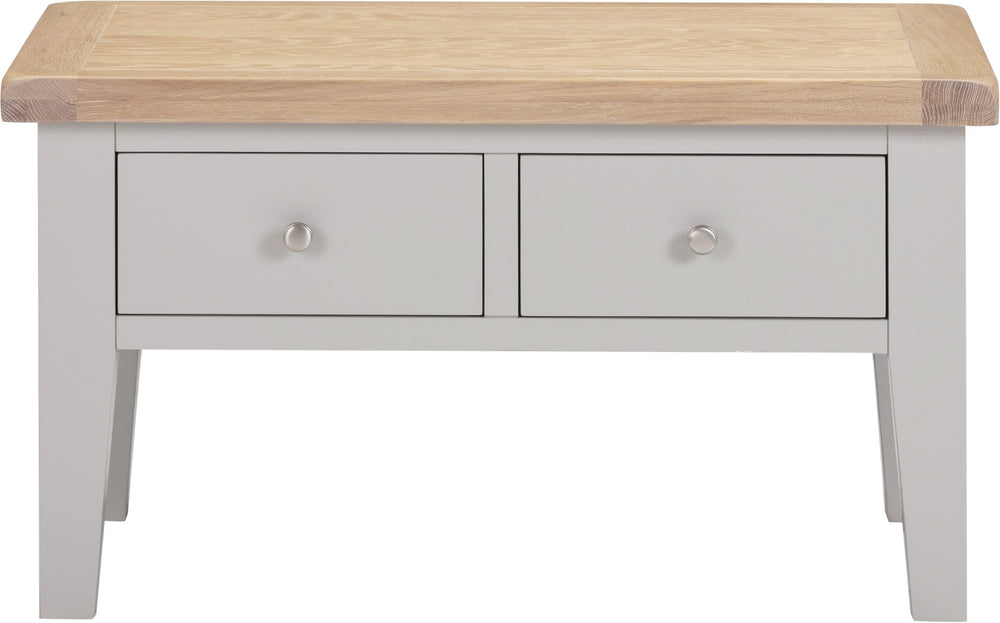 Windsor 2 Drawer Coffee Table - PEBBLE GREY/OAK