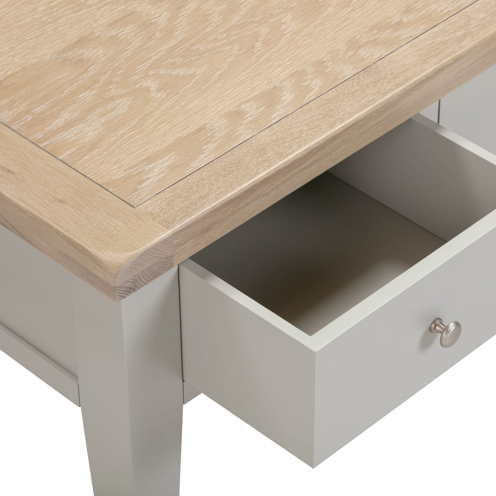 Windsor 2 Drawer Coffee Table - PEBBLE GREY/OAK