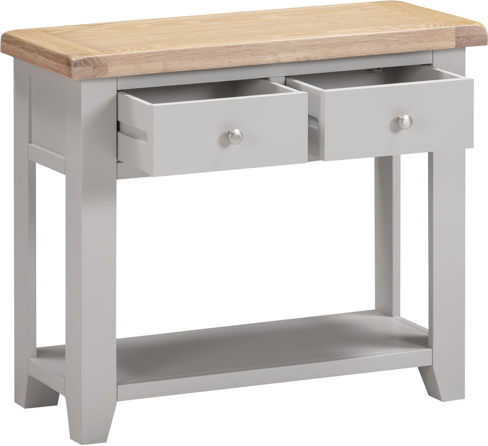 Windsor 2 Drawer Console Table - PEBBLE GREY/OAK