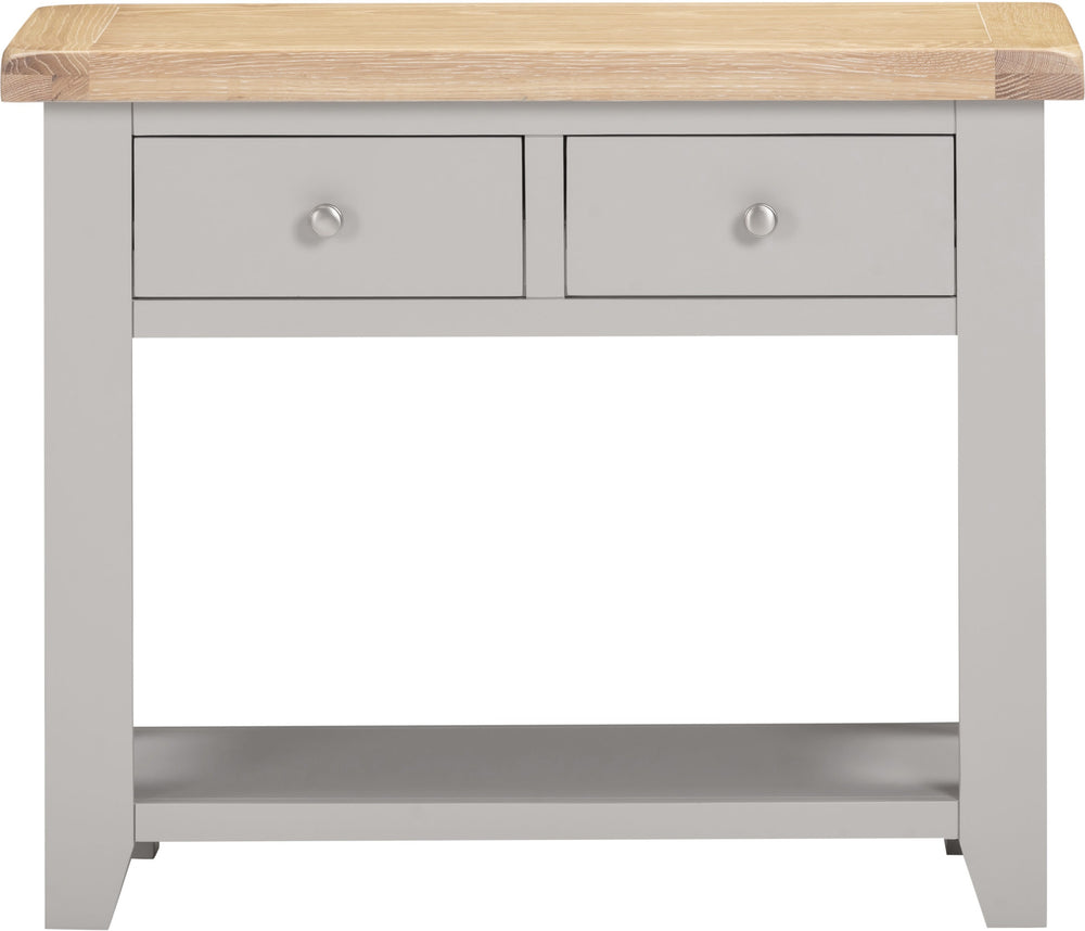 Windsor 2 Drawer Console Table - PEBBLE GREY/OAK