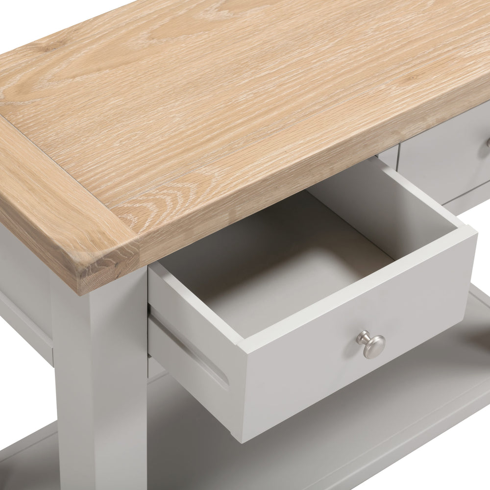 Windsor 2 Drawer Console Table - PEBBLE GREY/OAK