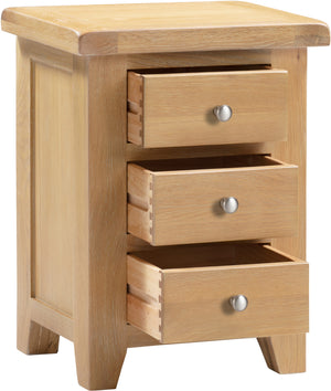 Windsor 3 Drawer Bedside - Natural Oak