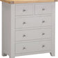 Windsor 3+2 Drawer Chest - PEBBLE GREY/OAK