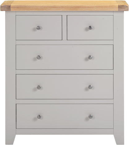Windsor 3+2 Drawer Chest - PEBBLE GREY/OAK
