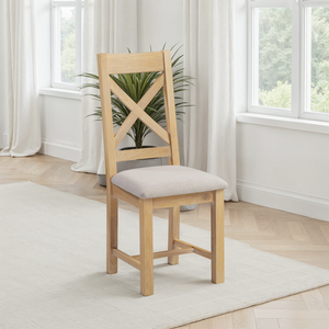 Windsor Cross Back Chair (Box of 2) - NATURAL OAK/OAT FABRIC