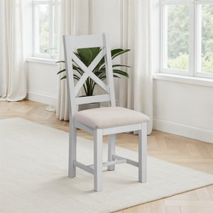 Windsor Cross Back Chair (Box of 2) - PEBBLE GREY/OAT FABRIC