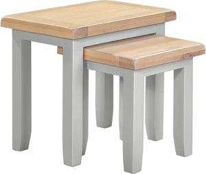 Windsor Nest of 2 Tables - Pebble Grey/Oak