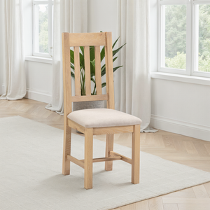 Windsor Slatted Chair (Box of 2) - NATURAL OAK/OAT FABRIC