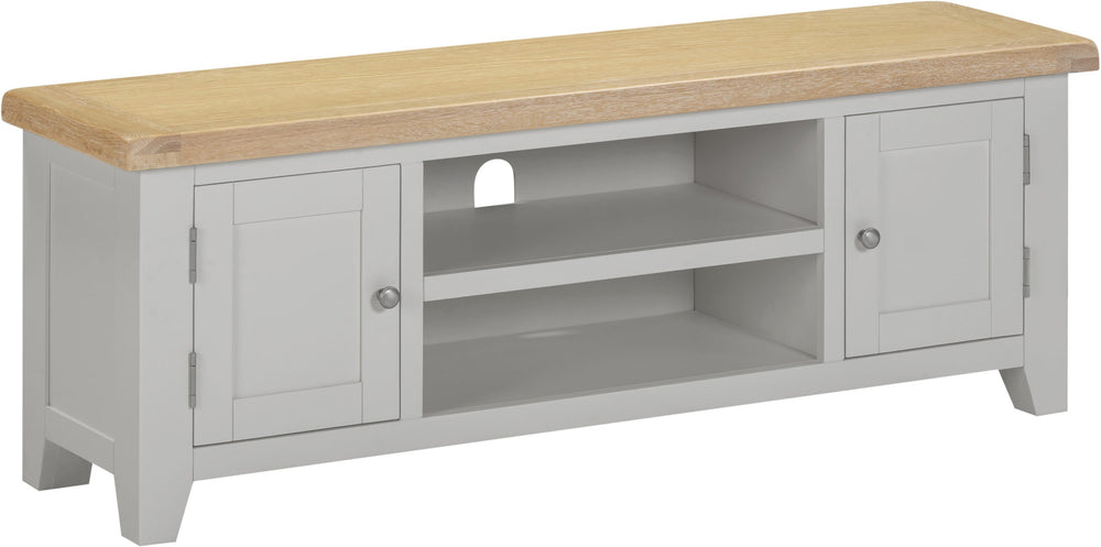Windsor Straight TV Unit - PEBBLE GREY/OAK