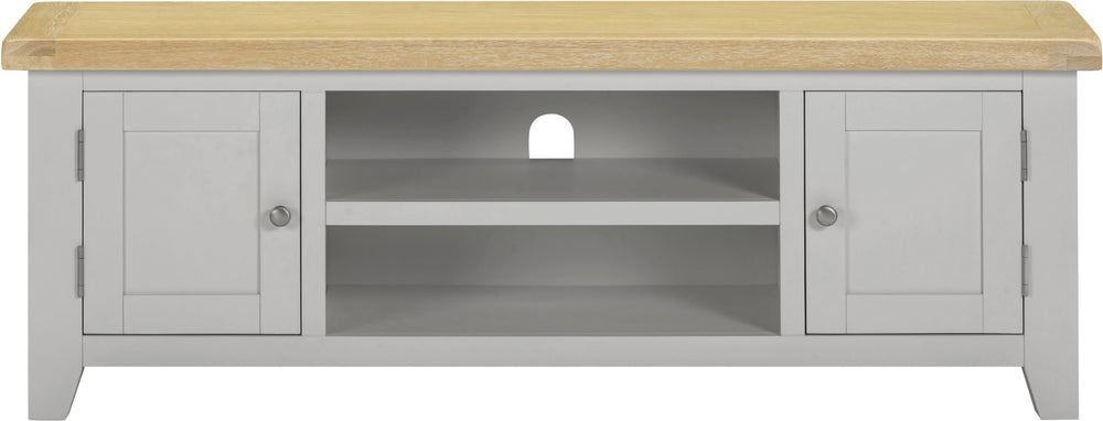 Windsor Straight TV Unit - PEBBLE GREY/OAK