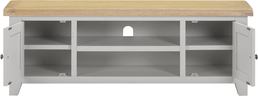 Windsor Straight TV Unit - PEBBLE GREY/OAK