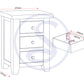 Windsor 3 Drawer Bedside - Ivory/Oak