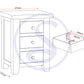 Windsor 3 Drawer Bedside - IVORY/OAK