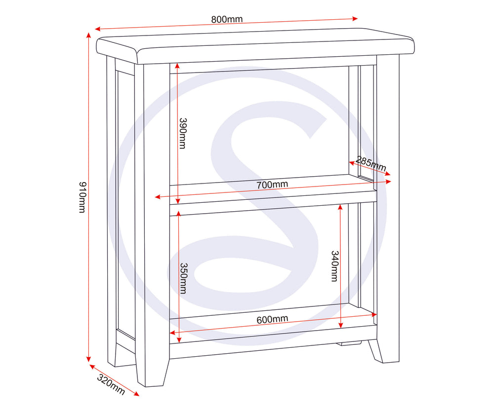 Windsor Low Bookcase - IVORY/OAK