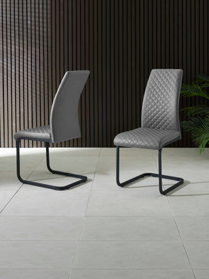 Set of 4 Xavier Grey Upholstered Cantilever Dining Chairs
