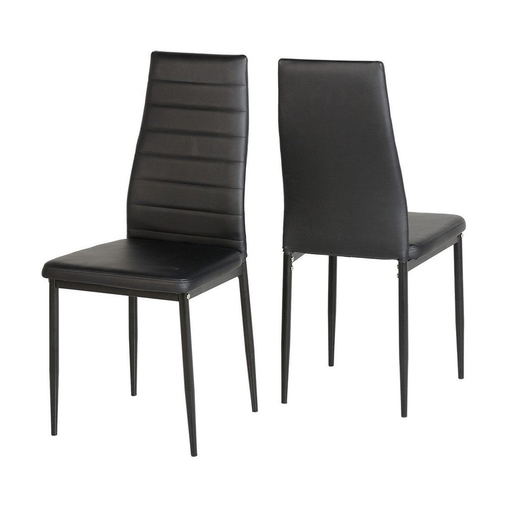 Abbey Dining Set-Furniture-Seconique-Black Faux Leather-Levines Furniture