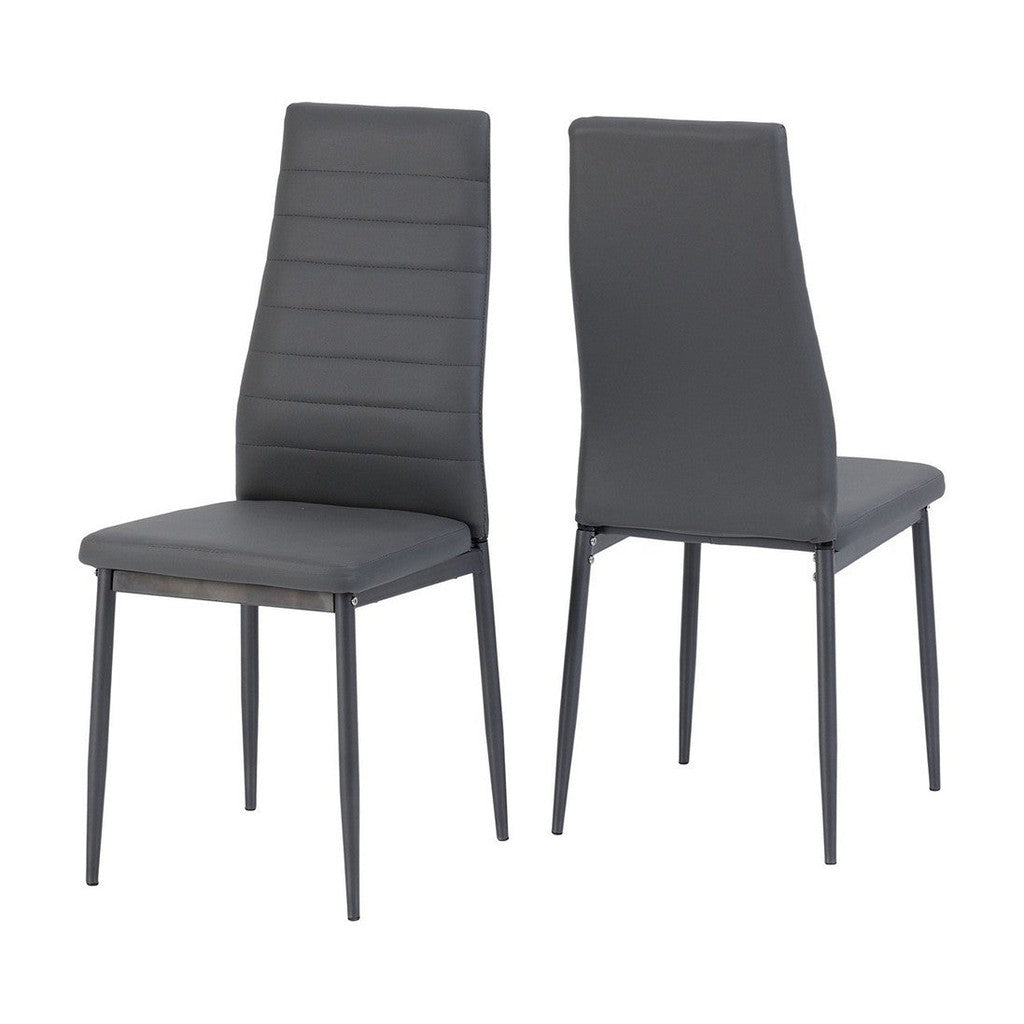 Abbey Dining Set-Furniture-Seconique-Grey Faux Leather-Levines Furniture