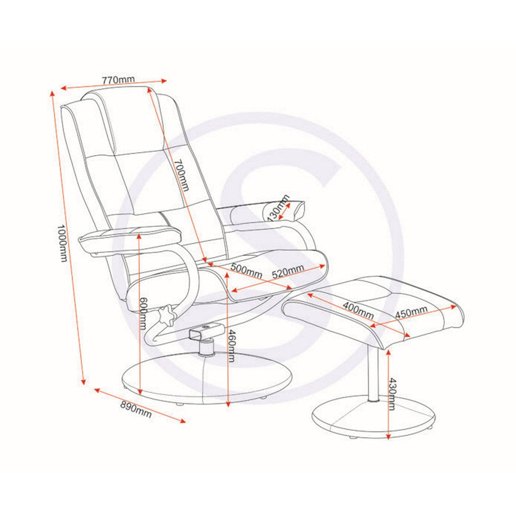 Ascot Recliner Chair & Footstool-Furniture-Seconique-Levines Furniture