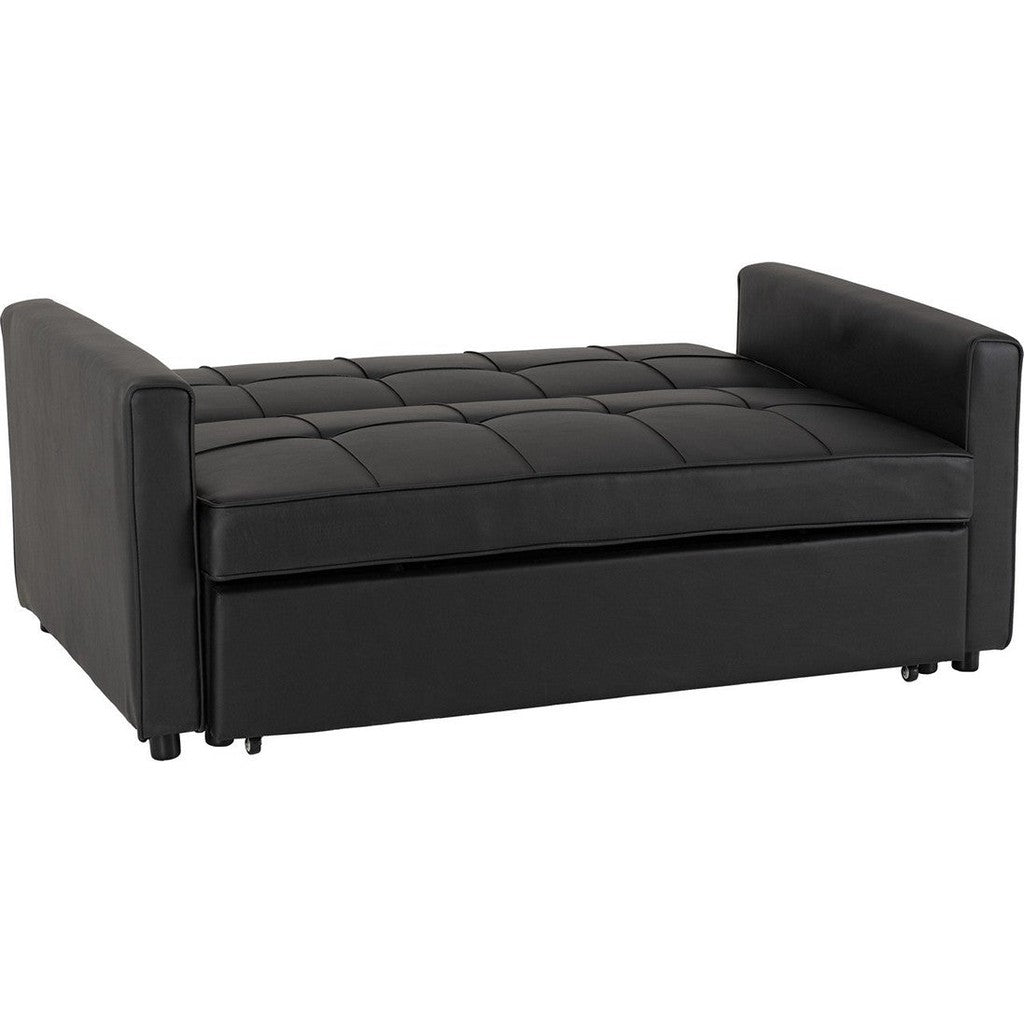 Astoria Sofa Bed-Furniture-Seconique-Black Faux Leather-Levines Furniture