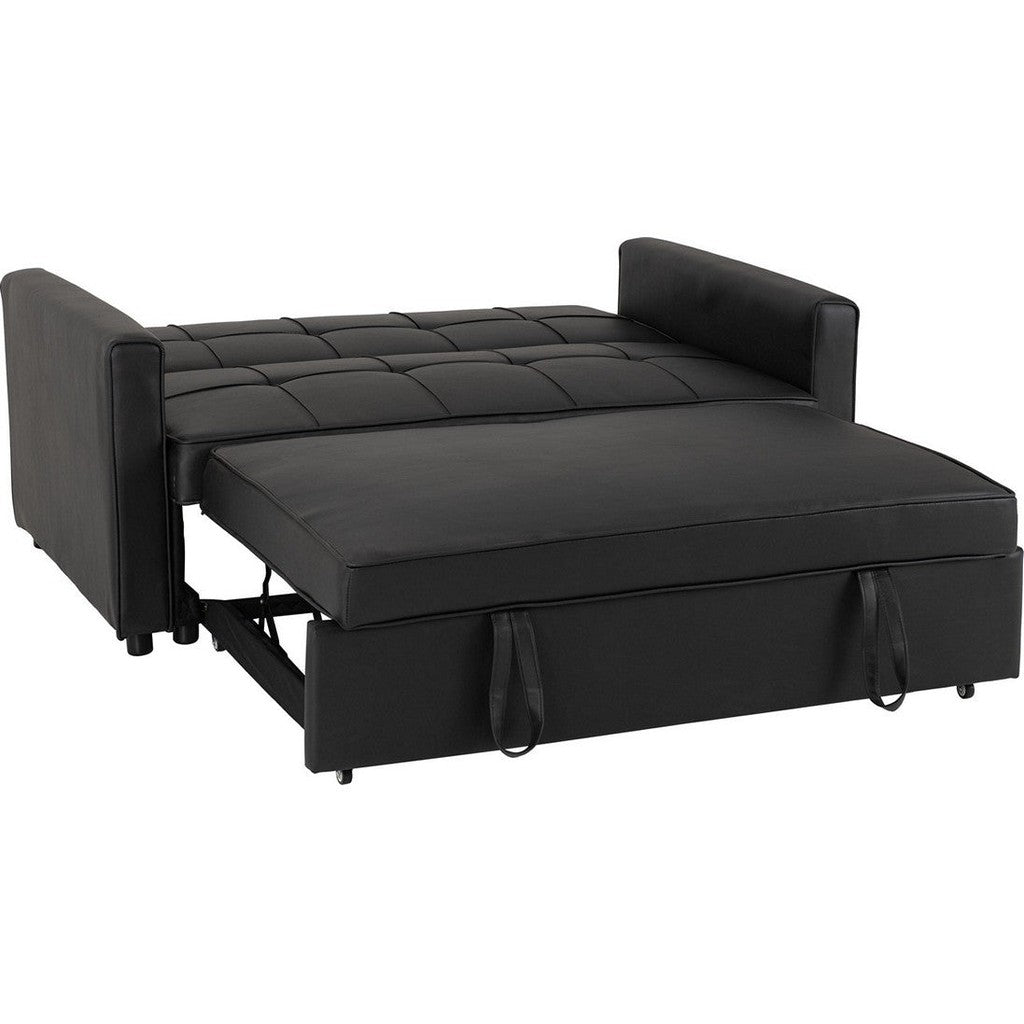 Astoria Sofa Bed-Furniture-Seconique-Black Faux Leather-Levines Furniture