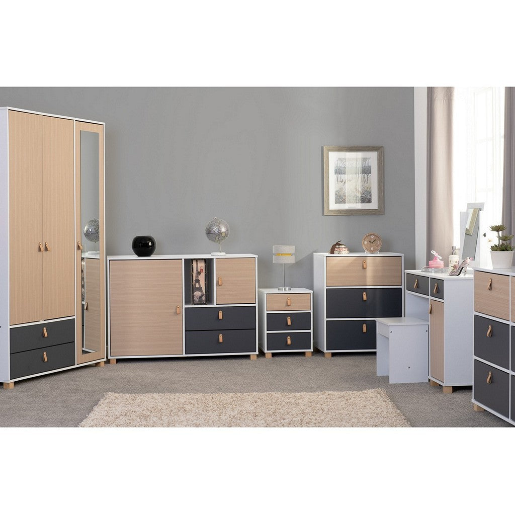 Brooklyn 3 Door 2 Drawer Mirrored Wardrobe-Furniture-Seconique-Levines Furniture