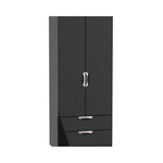 Camden 2 Door Combination Wardrobe-Furniture-Welcome-Black gloss-2 Door / 2 Drawer / No Mirror-Standard height-Levines Furniture