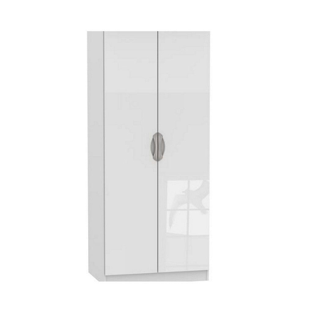 Camden 2 Door Wardrobe-Furniture-Welcome-White gloss-2 Door / No Mirror-Standard height-Levines Furniture