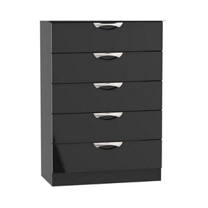 Camden 5 Drawer Chest-Furniture-Welcome-Black gloss-Levines Furniture