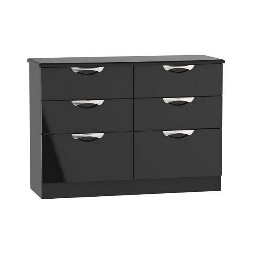 Camden 6 Drawer Chest-Furniture-Welcome-Black gloss-Levines Furniture