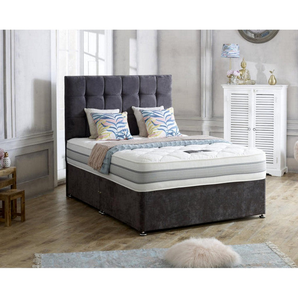 Celeste 1500 Small Double Divan Bed-Furniture-Beauty Sleep Beds-No Storage-Chenille Aubergine-Levines Furniture