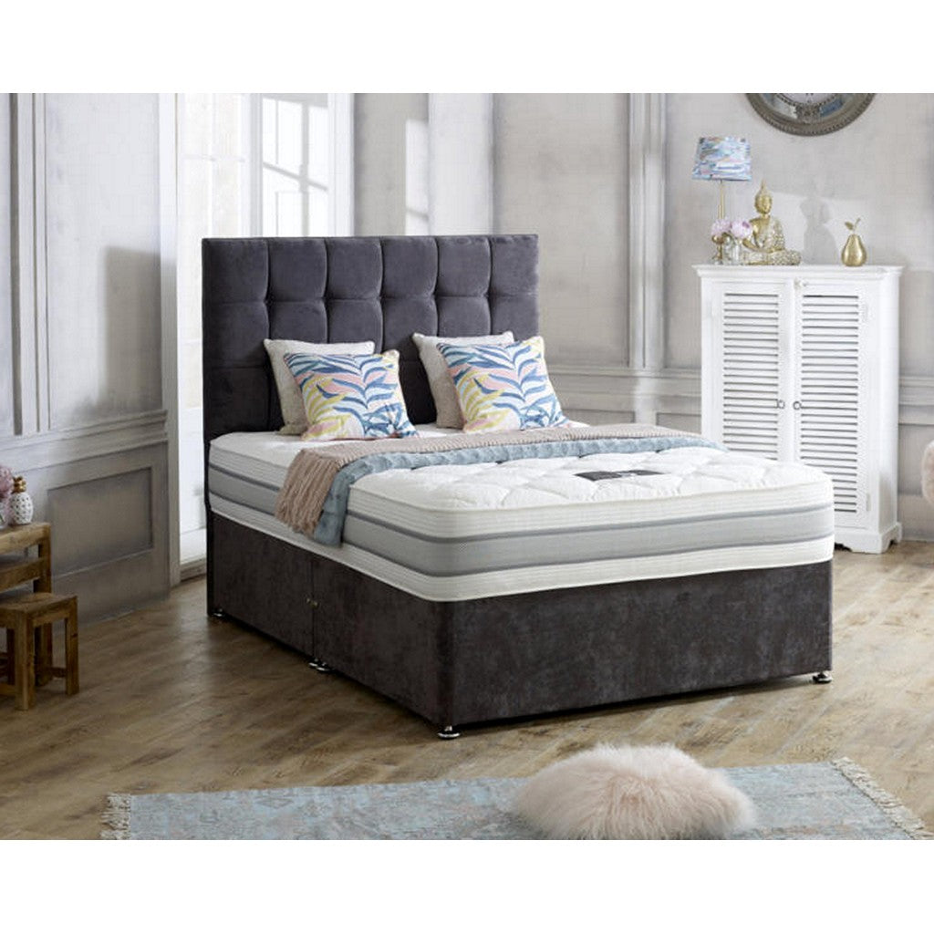 Celeste 1500 Small Double Divan Bed-Furniture-Beauty Sleep Beds-No Storage-Chenille Aubergine-Levines Furniture