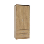 Charles 2 Door Combination Wardrobe-Furniture-Seconique-Oak effect-Levines Furniture