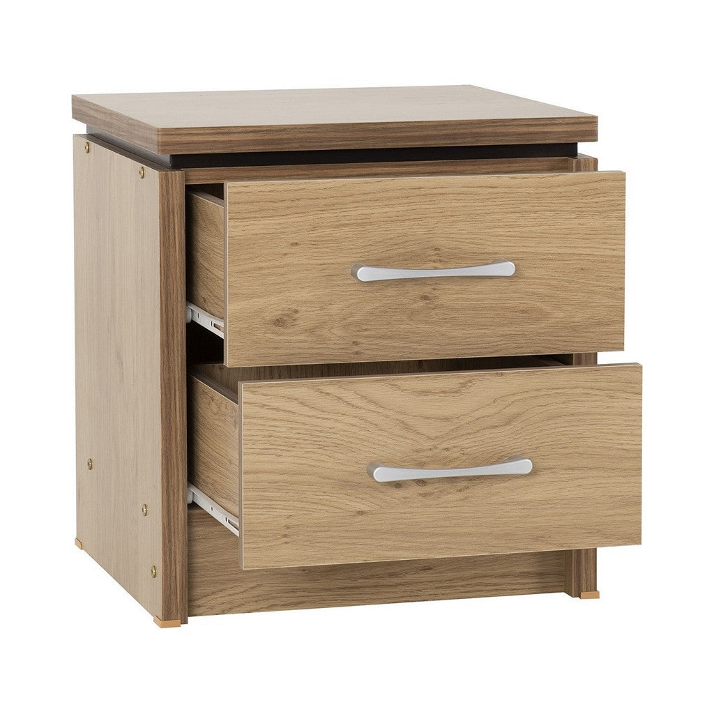 Charles 2 Drawer Bedside-Furniture-Seconique-Oak effect-Levines Furniture