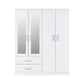 Charles 4 Door Combination Mirrored Wardrobe-Furniture-Seconique-White-Levines Furniture