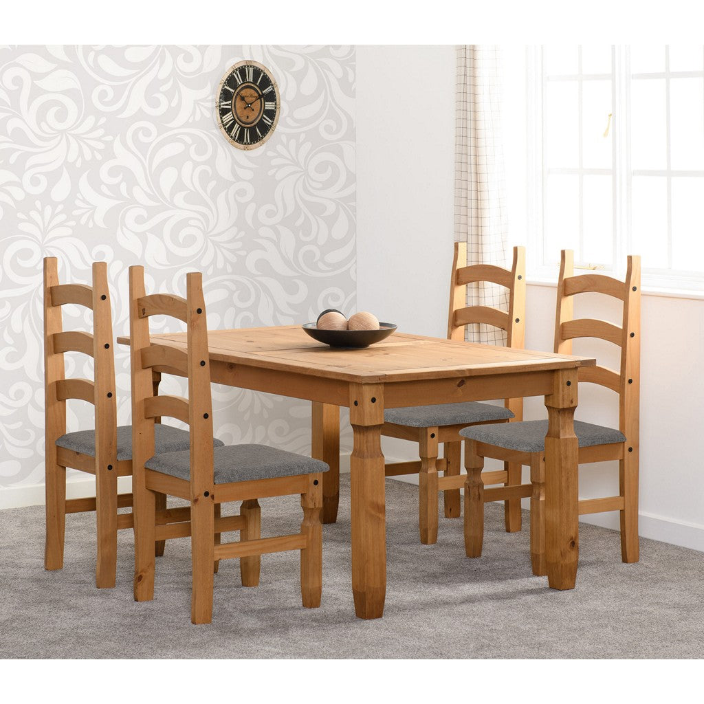 Corona 4 Chair Dining Set-Furniture-Seconique-Distressed Wax Pine-5' Dining Set (4 Chairs)-Levines Furniture