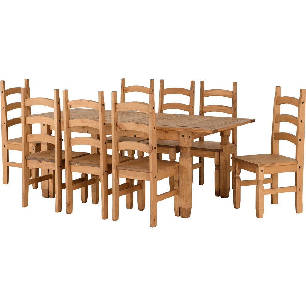 Corona 8 Chair Dining Set-Furniture-Seconique-Distressed Wax Pine-Levines Furniture