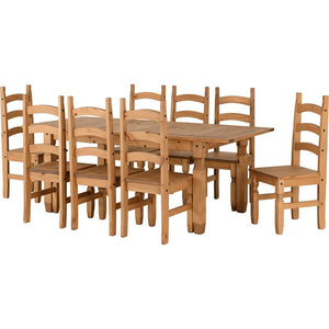 Corona 8 Chair Dining Set-Furniture-Seconique-Distressed Wax Pine-Levines Furniture