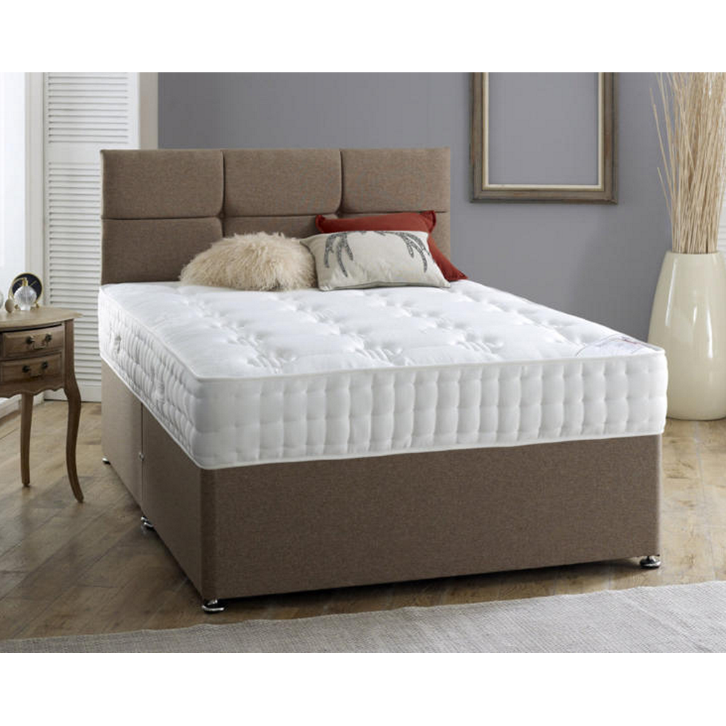 Hilton Double Divan Bed-Furniture-Beauty Sleep Beds-No Storage-Chenille Aubergine-Levines Furniture