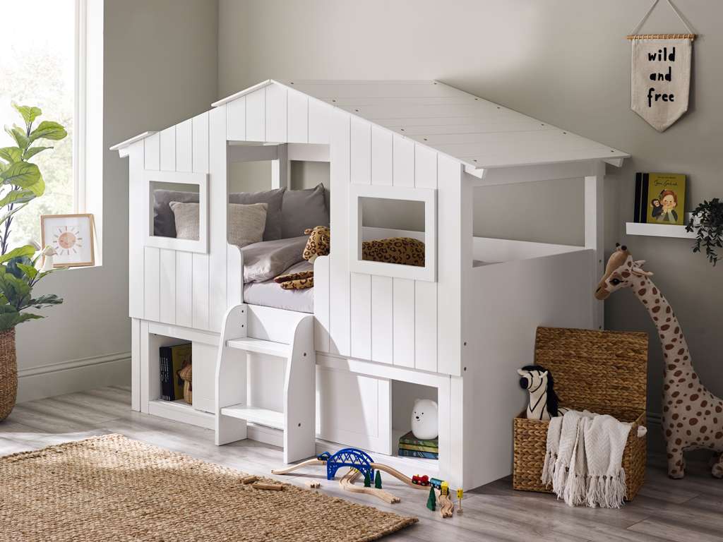 Acorn Treehouse Midsleeper & Storage Unit - White