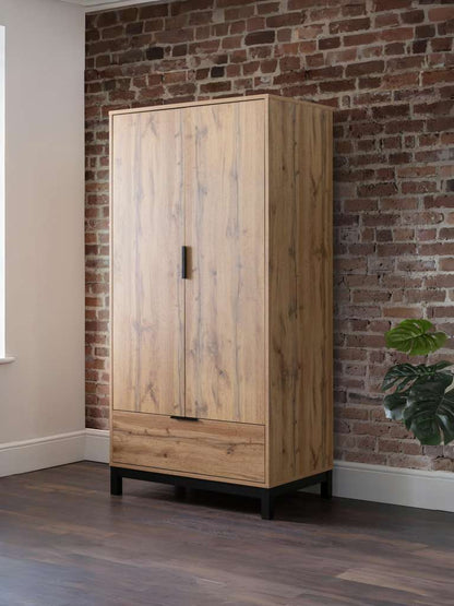 Bali 2 Door 1 Drawer Wardrobe - Light Oak