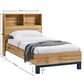 Bali Bookcase Headboard Bed 90cm - Light Oak