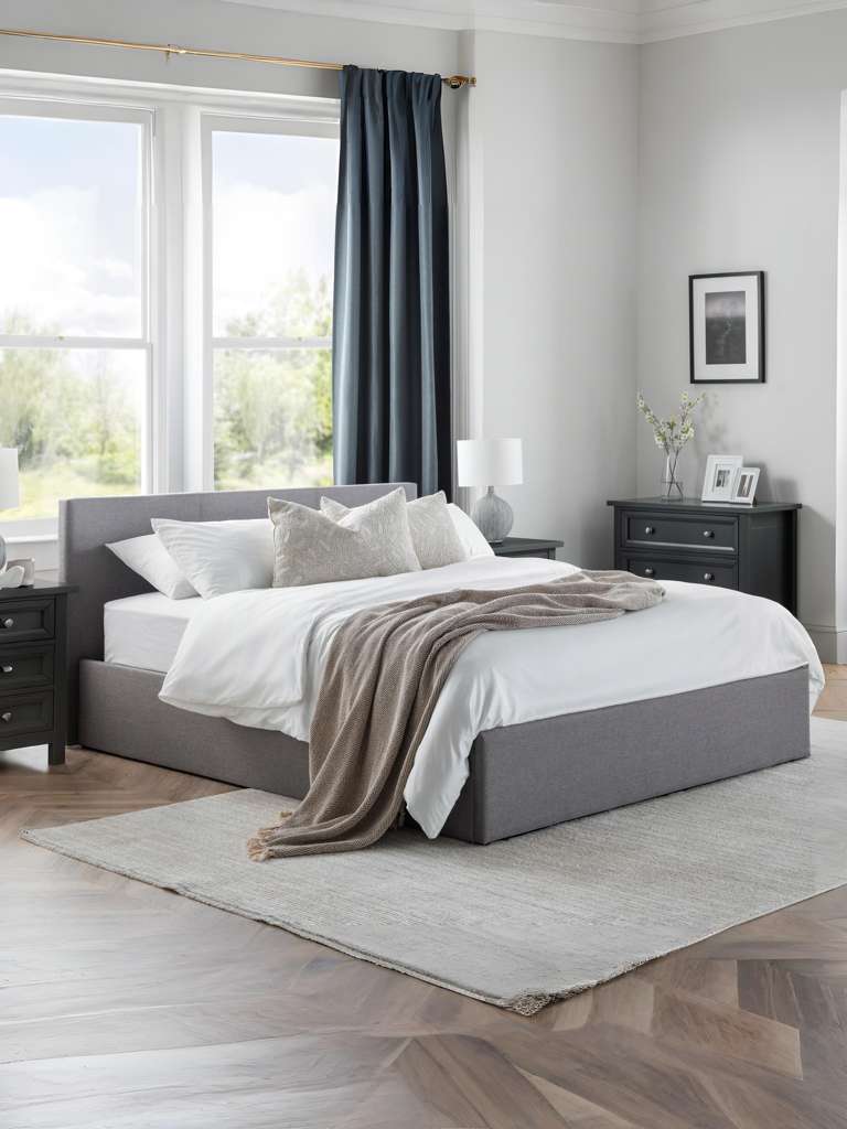 Rialto Ottoman Storage 135cm Double Bed  Light Grey