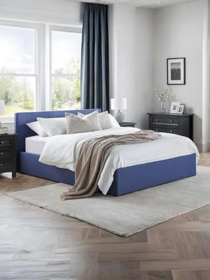 Rialto Ottoman Storage 150cm King Bed  Dark Blue