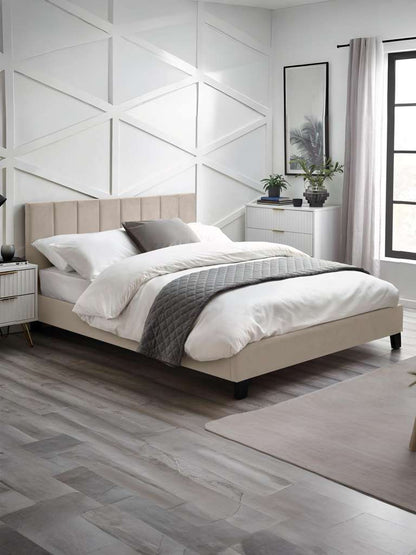 Rosa Cream Velvet Upholstered 150cm King Bed