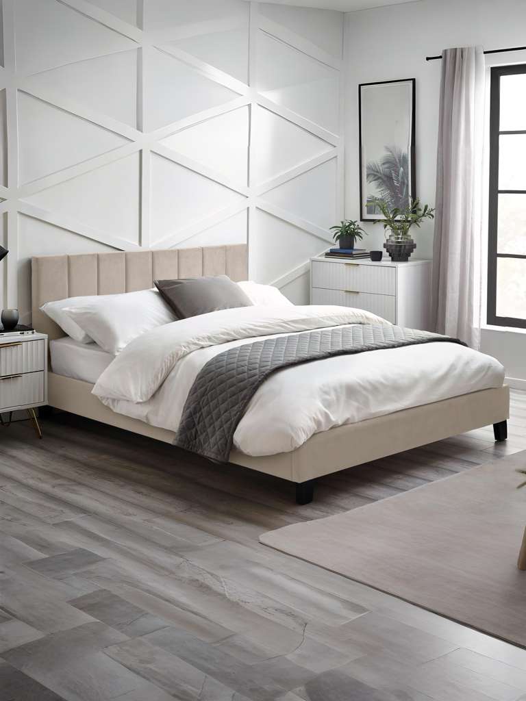Rosa Cream Velvet Upholstered 120cm Small Double Bed