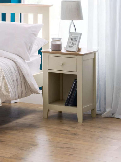 Salerno Shaker Ivory/ Oak 1 Drawer Bedside