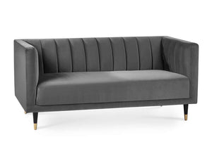 Salma Scalloped Back 2 Seater - Grey