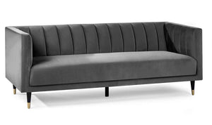Salma Scalloped Back 3 Seater- Grey