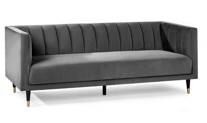 Salma Scalloped Back 3 Seater- Grey